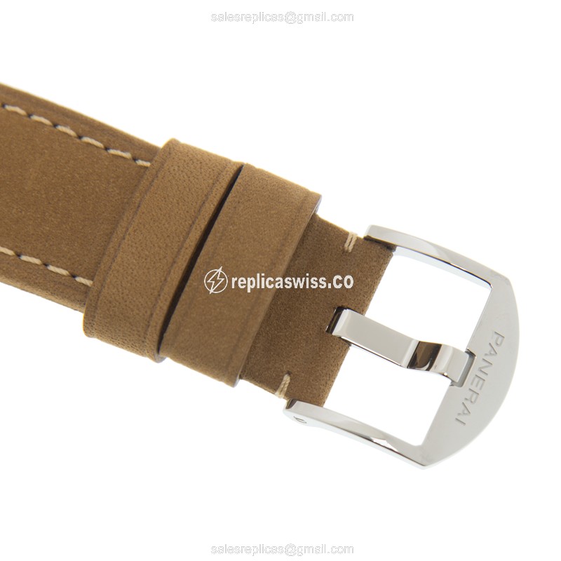 Panerai PAM00998 RADIOMIR Replica - Automatic - Green Dial - Stainless Steel Case - Brown Leather Strap - Buckle Clasp - View 4