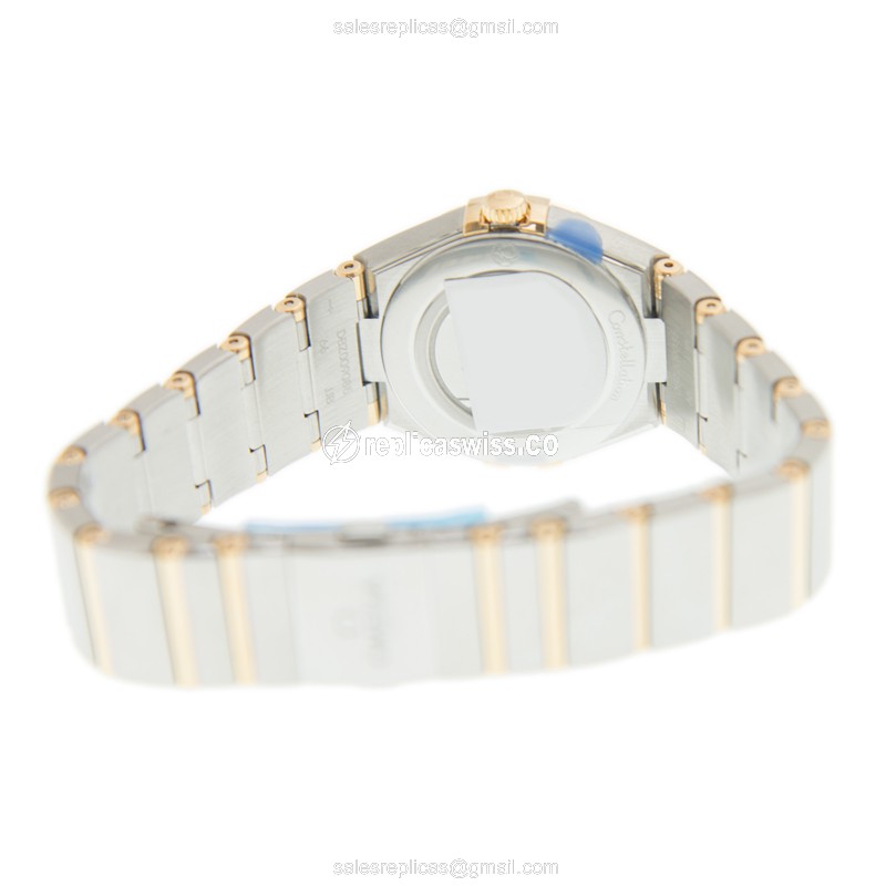 Omega Constellation Replica - Quartz | 18kt Gold & Steel Case | White Dial, Gold Strap - View 4