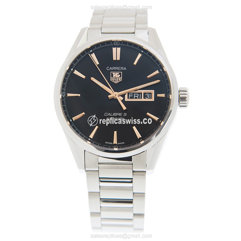 Tag Heuer Carrera Replica - Automatic - Steel - Black Dial - View 2