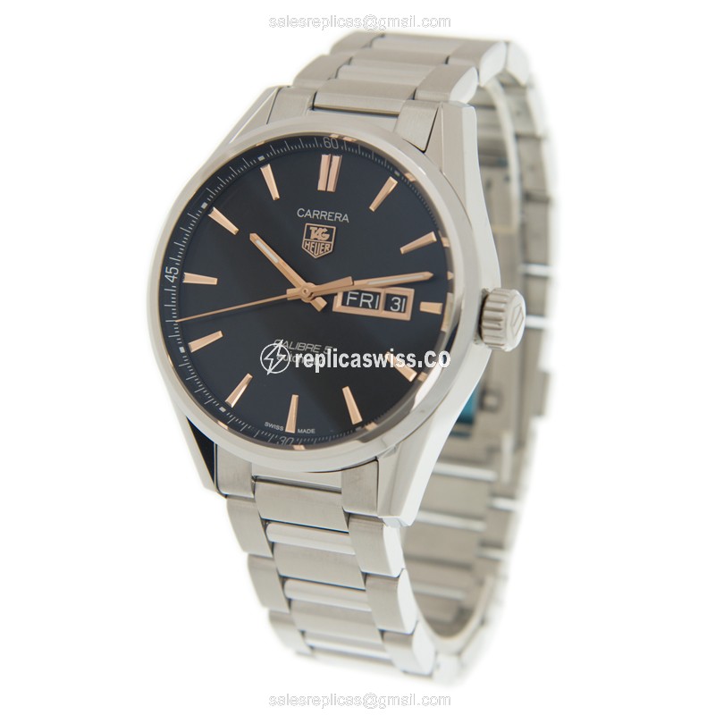 Tag Heuer Carrera Replica - Automatic - Steel - Black Dial - View 3