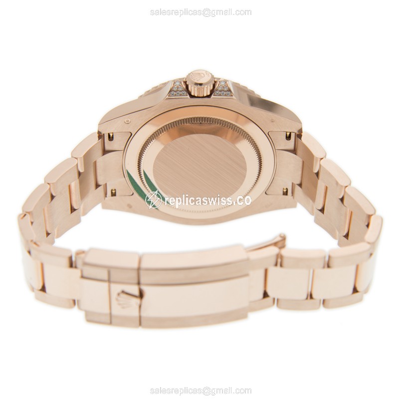 Rolex GMT-MASTER II Replica - Automatic - 18kt Rose Gold - Diamond Dial - Black - 40mm - View 4