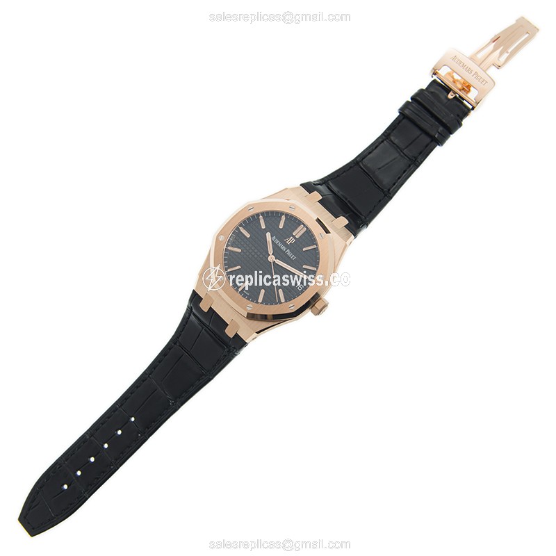 Audemars Piguet 15500OR.OO.D002CR.01 - Manual Wind - 18kt Rose Gold - Black Dial - Alligator Black Strap - View 2