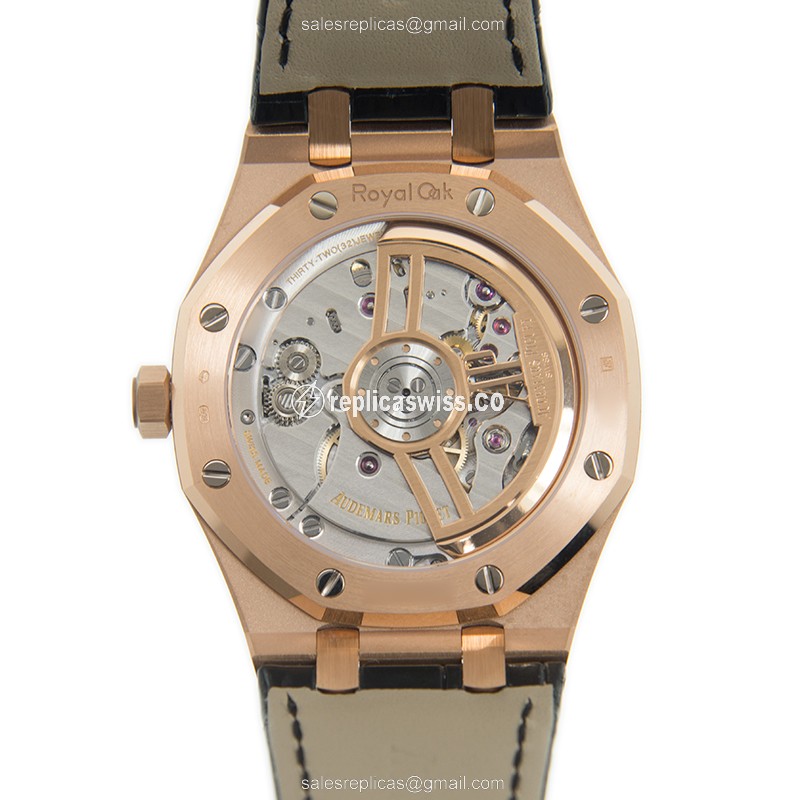 Audemars Piguet 15500OR.OO.D002CR.01 - Manual Wind - 18kt Rose Gold - Black Dial - Alligator Black Strap - View 3