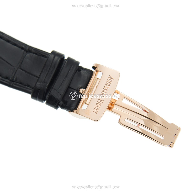 Audemars Piguet 15500OR.OO.D002CR.01 - Manual Wind - 18kt Rose Gold - Black Dial - Alligator Black Strap - View 4