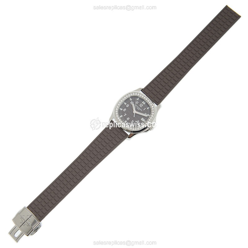 Patek Philippe 5067A-023 AQUANAUT Quartz - Brown Dial - Rubber Strap - Clasp - Stainless Steel & Diamonds - View 2