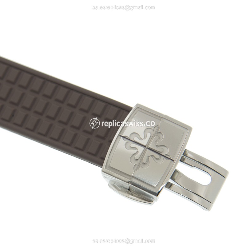Patek Philippe 5067A-023 AQUANAUT Quartz - Brown Dial - Rubber Strap - Clasp - Stainless Steel & Diamonds - View 4