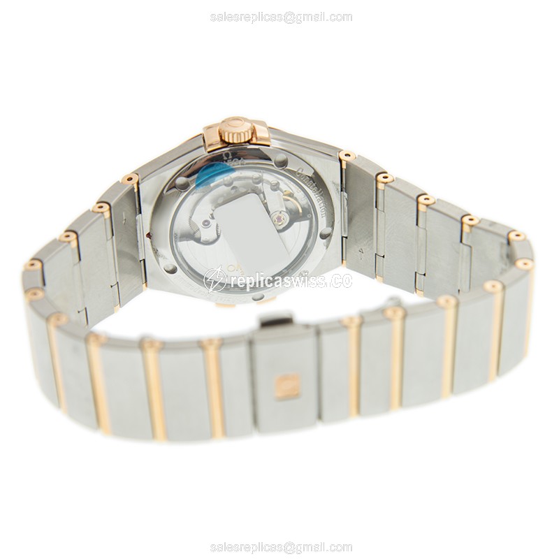 Omega Constellation Replica - Automatic - 18kt Rose Gold & Steel - Gray Dial - Gold Clasp - 18kt Steel Strap - View 4
