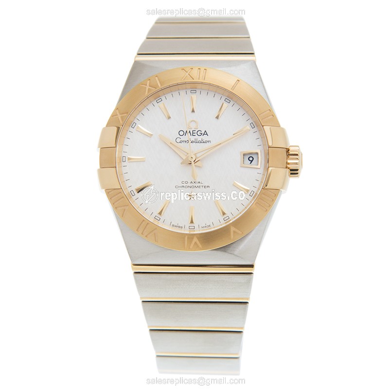 Omega Constellation Replica - Automatic 18kt Gold & Steel - Silver Dial - Gold Strap - View 2
