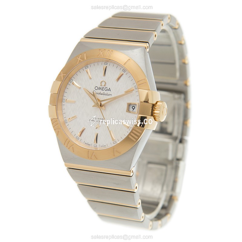 Omega Constellation Replica - Automatic 18kt Gold & Steel - Silver Dial - Gold Strap - View 3