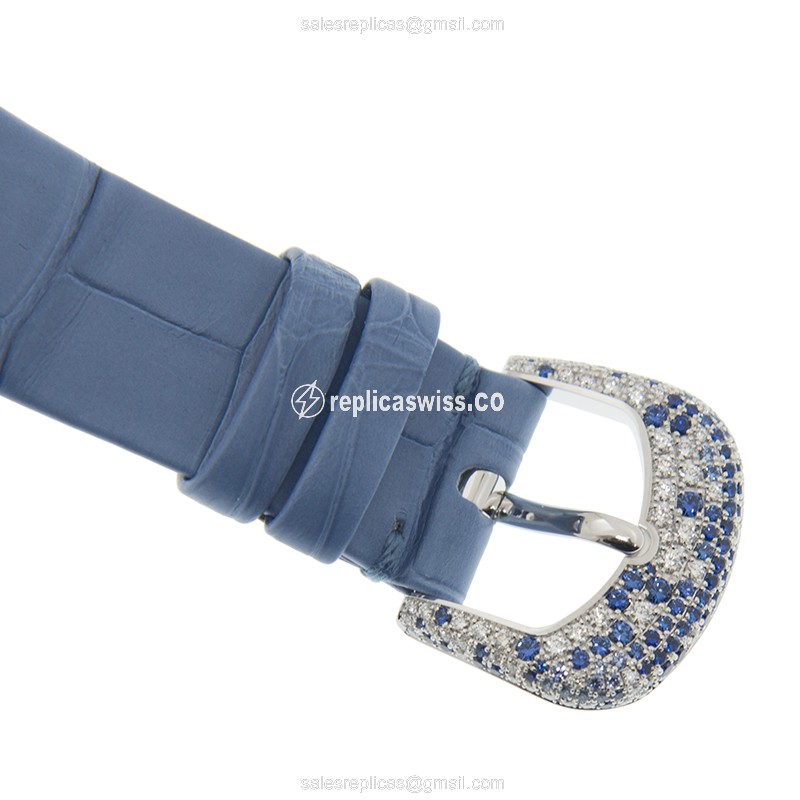 Patek Philippe 4899/901G-001 Replica - Automatic - 18kt White Gold - Blue Dial - Diamond Bezel - View 4