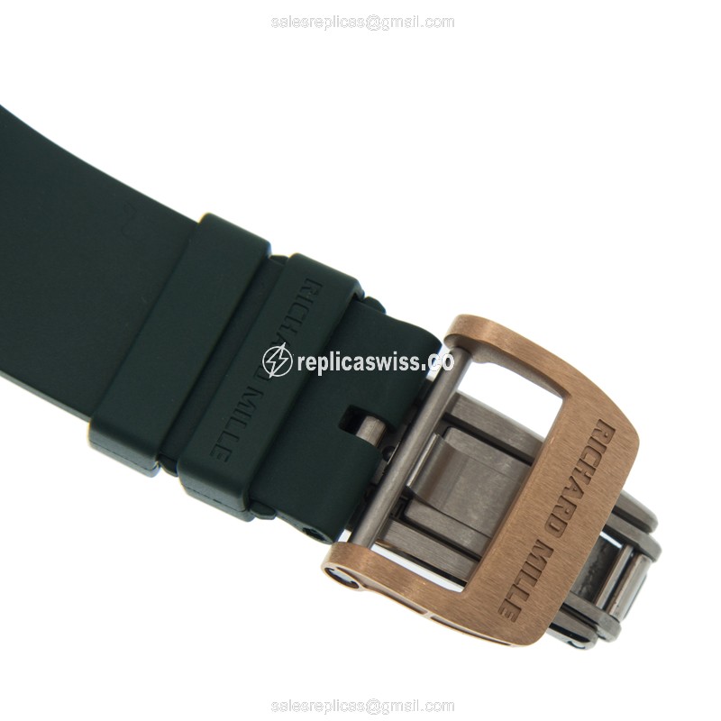 Richard Mille RM11-03 RG - Auto 18kt Rose Gold Case - Silver Dial - Green Rubber Strap - View 3