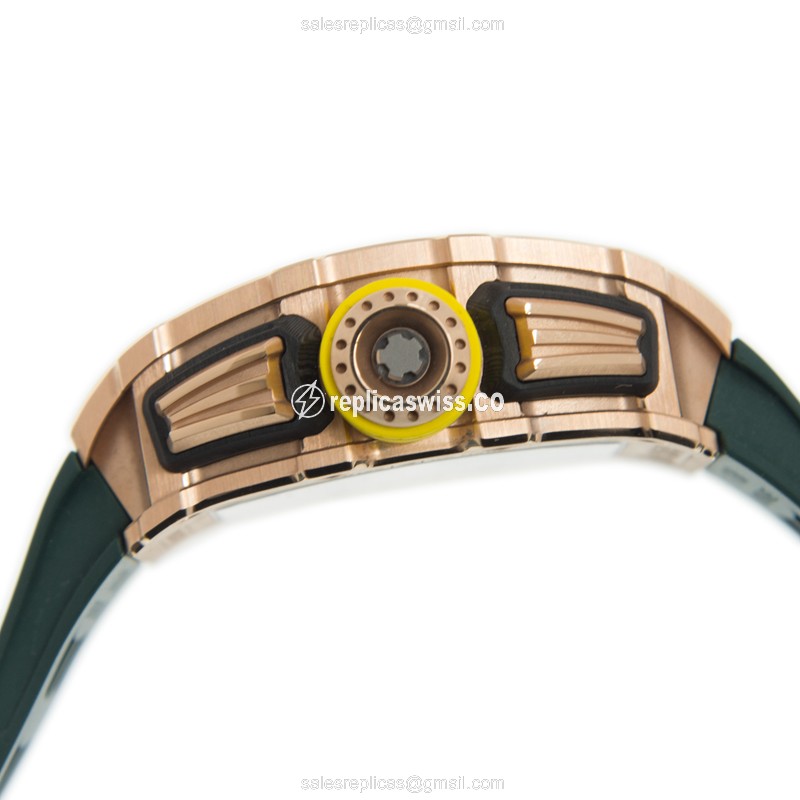Richard Mille RM11-03 RG - Auto 18kt Rose Gold Case - Silver Dial - Green Rubber Strap - View 4