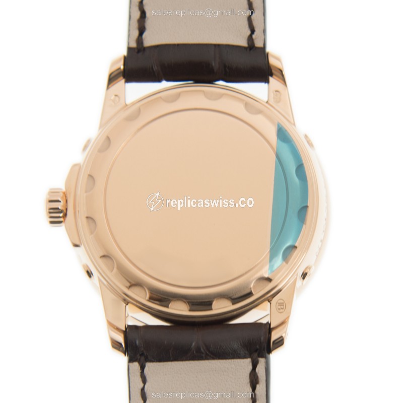 Blancpain 2360-2991A-55A Replica - Auto - 18kt Rose Gold - Diamonds - White Dial - Brown Alligator Buckle - View 3