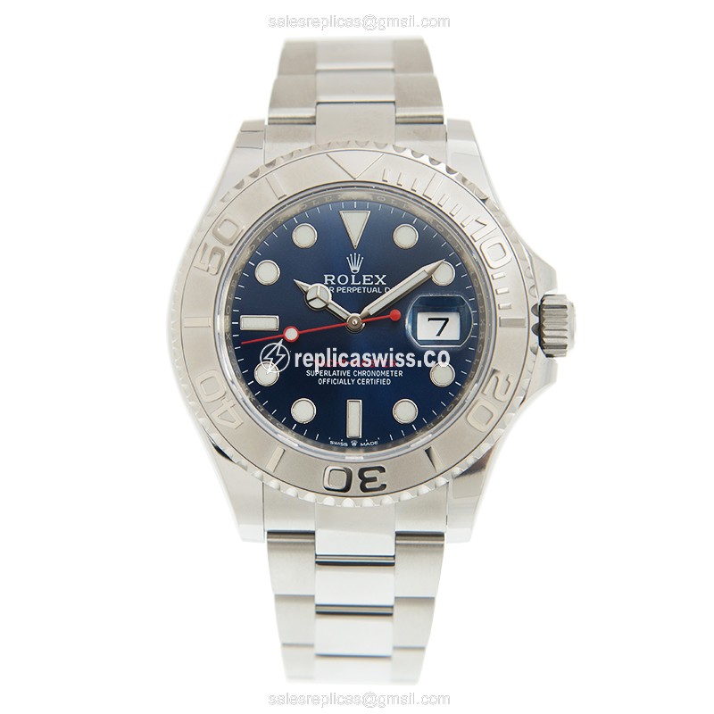 Rolex Yacht Master Replica - 950 Platinum - Blue Dial - Steel Strap - View 2