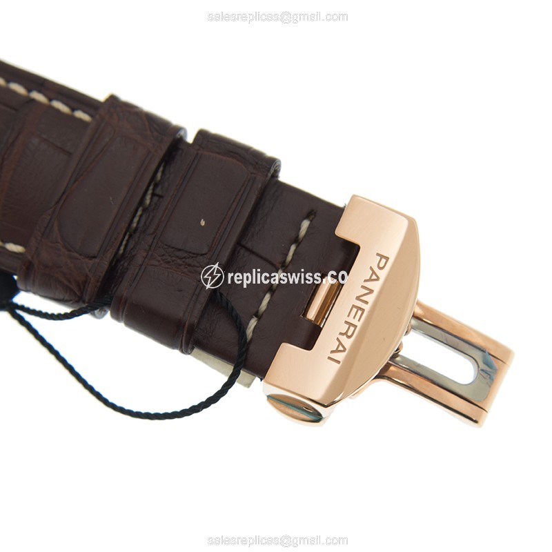 Panerai PAM00398 RADIOMIR - Manual Wind - 18kt Rose Gold - Black Dial - Brown Alligator Strap - View 4