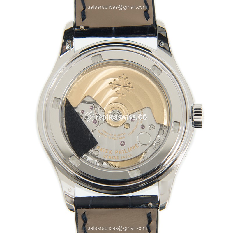 Patek Philippe 5147G-001 Complications - Auto - 18kt White Gold - Blue Dial - Diamond - Blue Alligator Strap - View 3