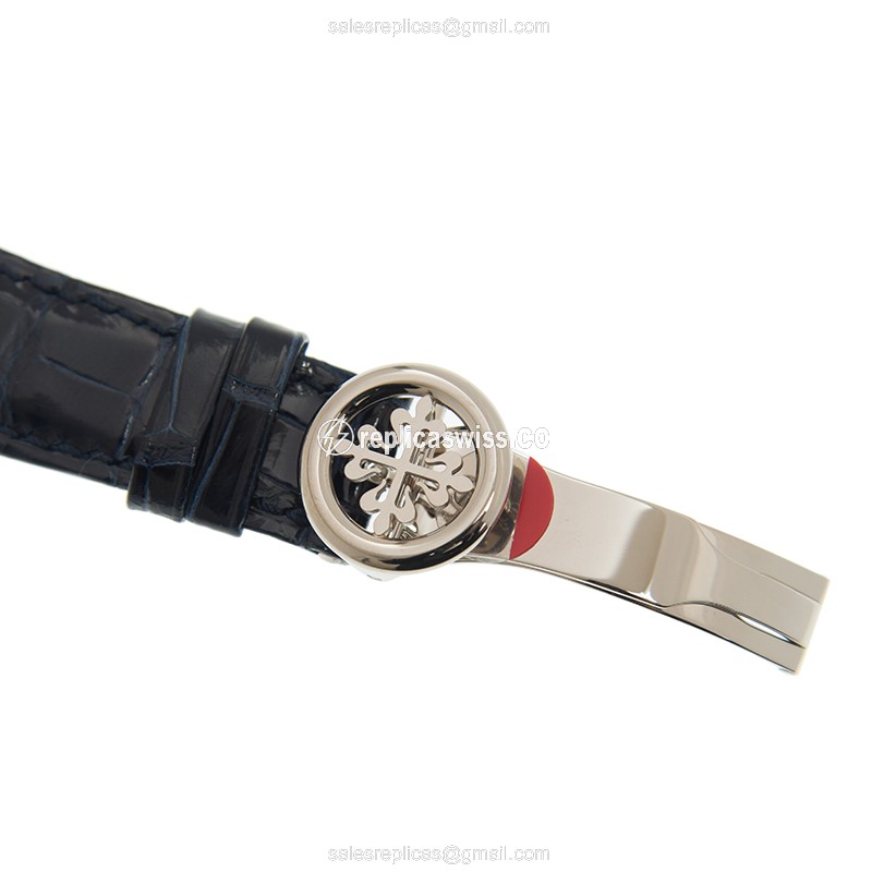 Patek Philippe 5147G-001 Complications - Auto - 18kt White Gold - Blue Dial - Diamond - Blue Alligator Strap - View 4