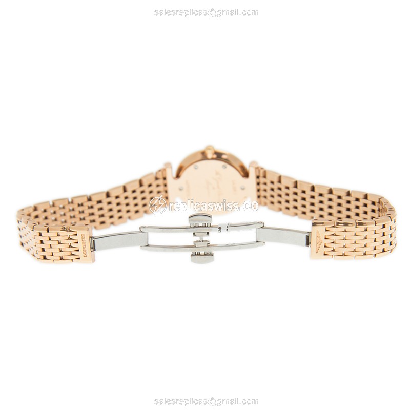 Longines LA GRANDE Quartz PVD Gold - White Dial - Gold Strap - Clasp - View 4