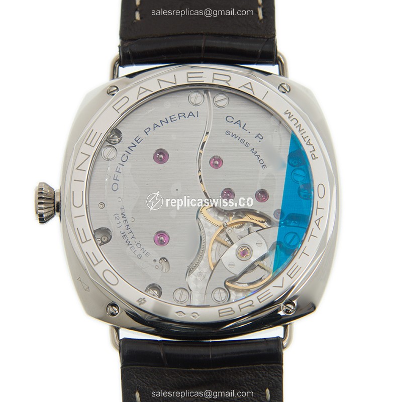 Panerai PAM00373 RADIOMIR - Manual Wind - Platinum Case - Brown Dial - Alligator Strap Buckle - View 3