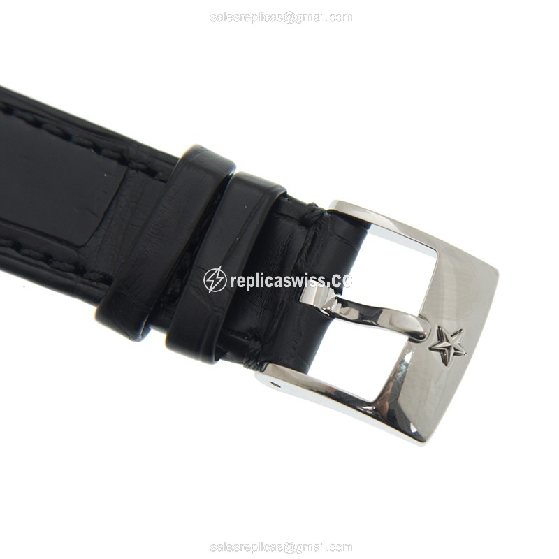Zenith Elite Replica - Automatic - Stainless Steel - White Dial, Black Alligator Strap - View 4