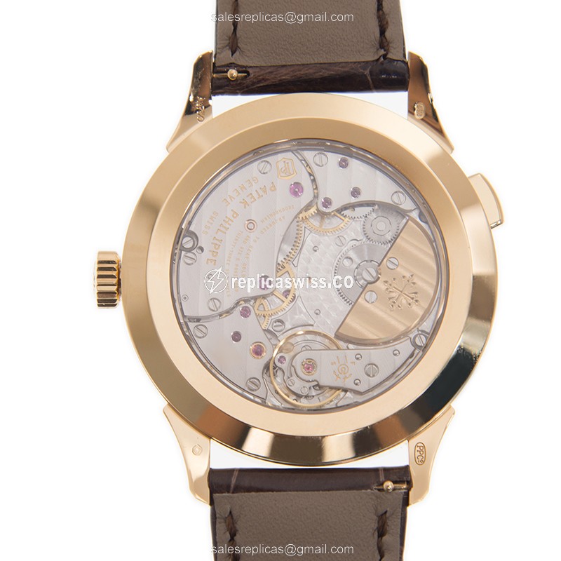 Patek Philippe 5231J-001 Replica - Automatic - 18kt Gold - White Dial - Brown Leather Strap - View 3