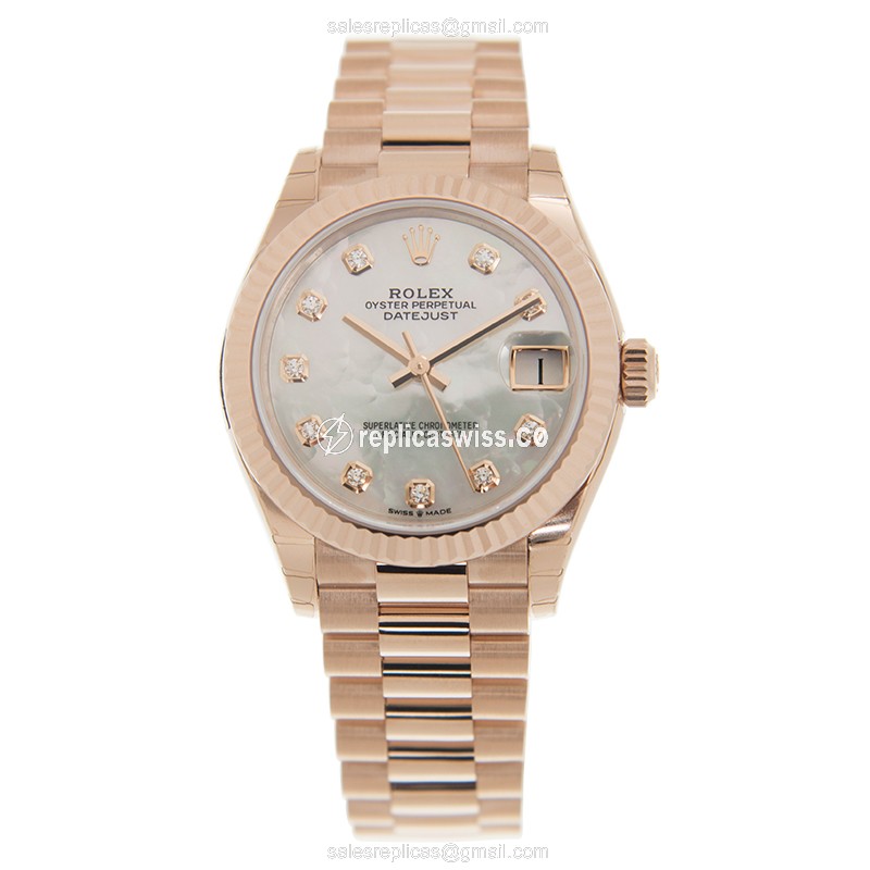 Rolex Datejust Replica - Automatic - White Dial - 18kt Gold Case & Clasp - View 2