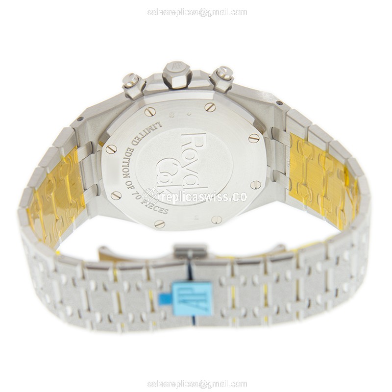 Automatic Replica Audemars Piguet ROYAL OAK - 18kt Gold - Blue Dial - Silver Strap - View 4