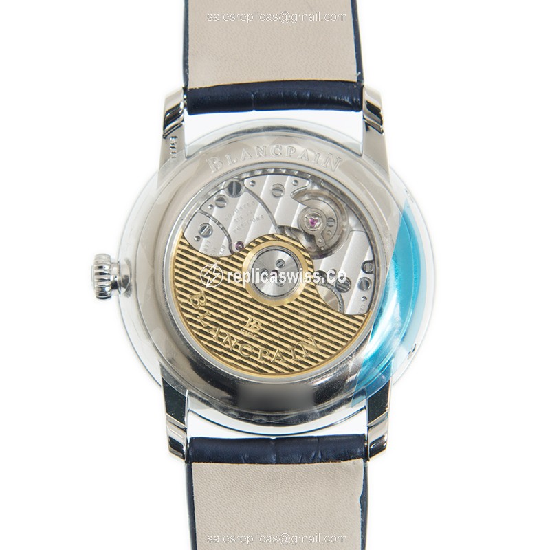 Blancpain 6126-1127-55B Classic - Automatic - Diamond Case - White Dial - Blue Alligator Strap - View 3
