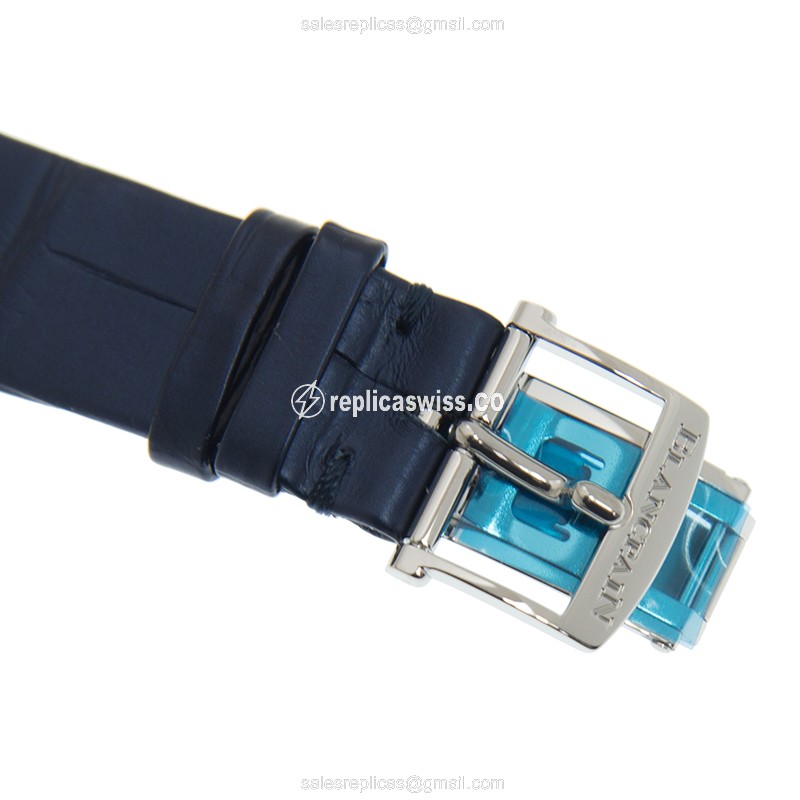 Blancpain 6126-1127-55B Classic - Automatic - Diamond Case - White Dial - Blue Alligator Strap - View 4