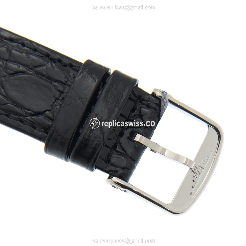 Longines Presence Replica - Automatic - Steel Case - White Dial on Black Leather Strap - View 4