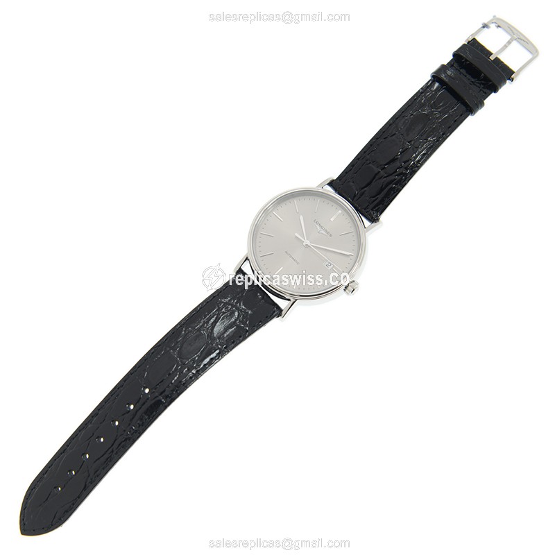Longines Presence Replica - Automatic - Steel Case - Gray Dial, Leather Strap - View 2