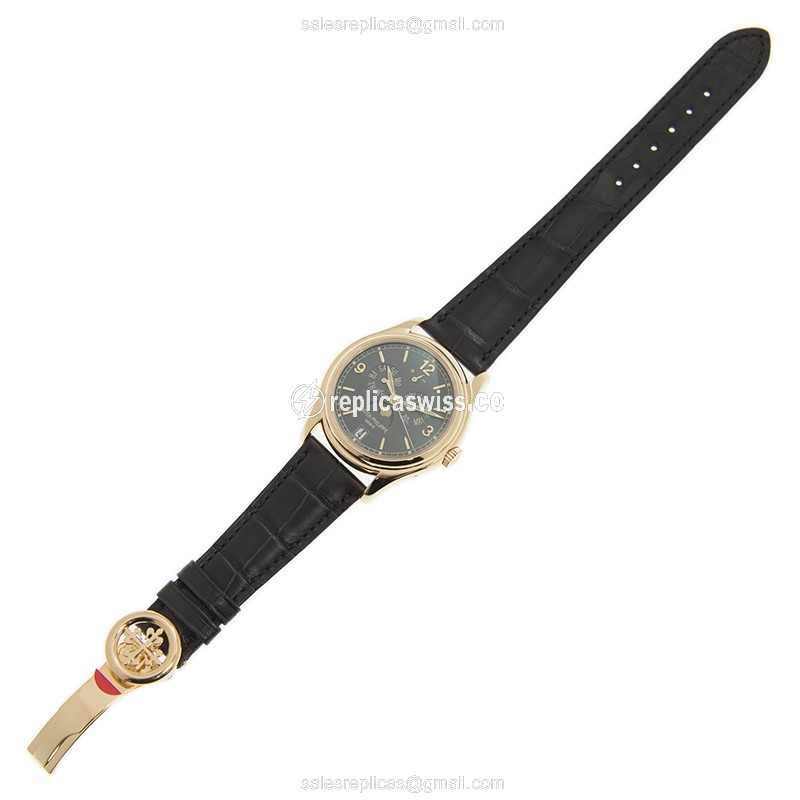 Patek Philippe 5146J-010 Replica - Automatic - 18kt Gold - Dark Grey - Black Alligator Strap - View 2