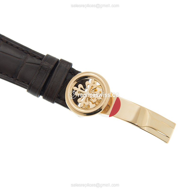 Patek Philippe 5146J-010 Replica - Automatic - 18kt Gold - Dark Grey - Black Alligator Strap - View 4