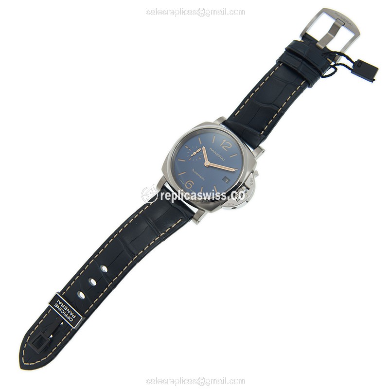 Panerai PAM00926 LUMINOR DUE Replica - Automatic - Blue PVD Titanium - Leather Blue Strap - View 2