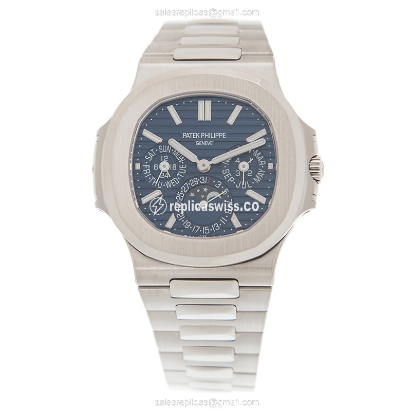 Patek Philippe Replica 5740/1G-001 - Automatic 18kt White Gold - Blue Dial - Silver Strap - View 2