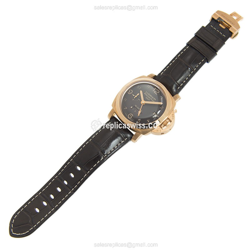 Panerai Luminor PAM00488 Replica - Auto - Rose Gold - Brown - View 2