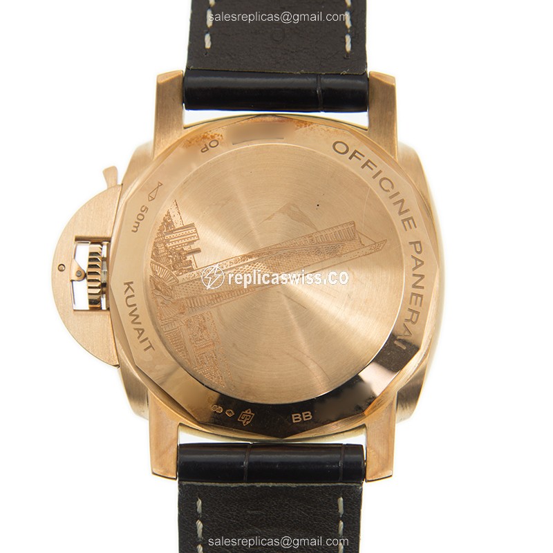 Panerai Luminor PAM00488 Replica - Auto - Rose Gold - Brown - View 3