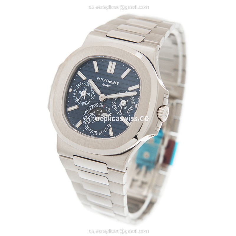 Patek Philippe Replica 5740/1G-001 - Automatic 18kt White Gold - Blue Dial - Silver Strap - View 3