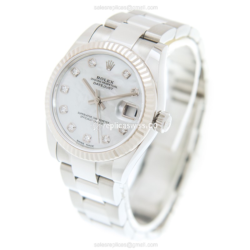 Rolex Datejust Replica - Automatic - White Gold & Steel - White Dial - View 3