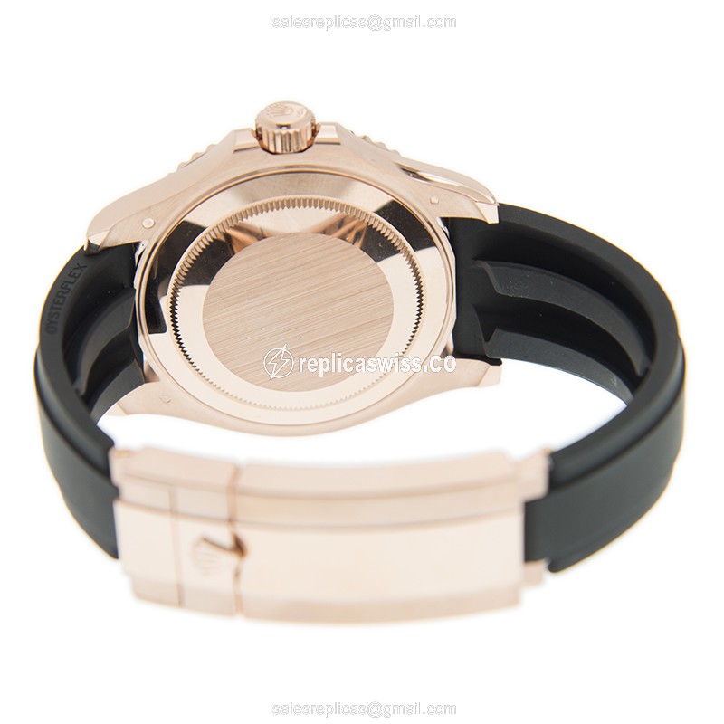 Rolex Yacht Master Replica - Automatic - 18kt Rose Gold - Black Dial, Rubber Strap - View 4