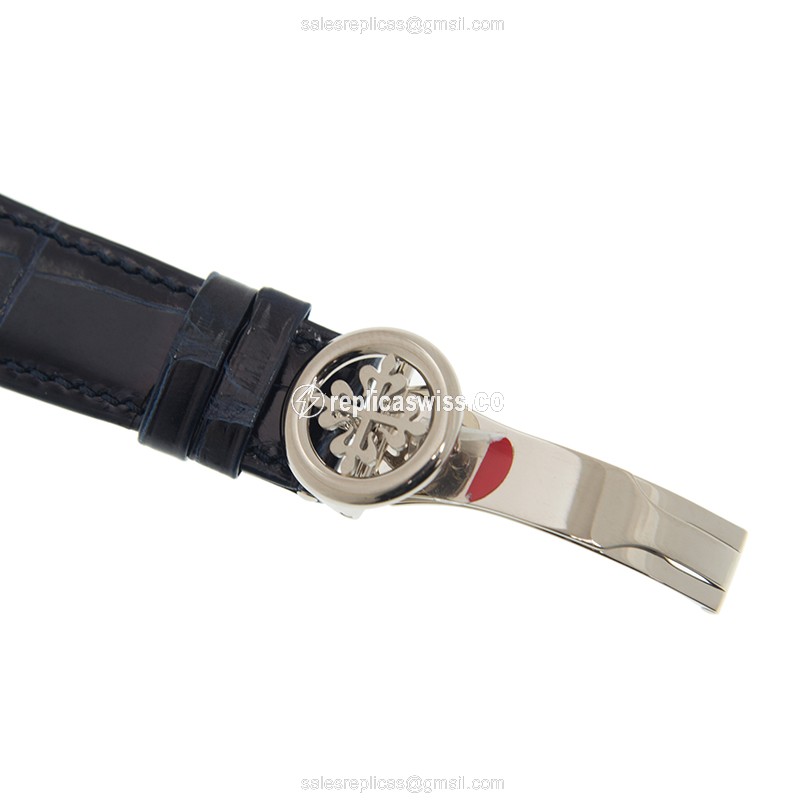 Patek Philippe 5207G-001 Manual Wind - 18kt Gold - Blue Dial - Black Alligator Strap - View 4