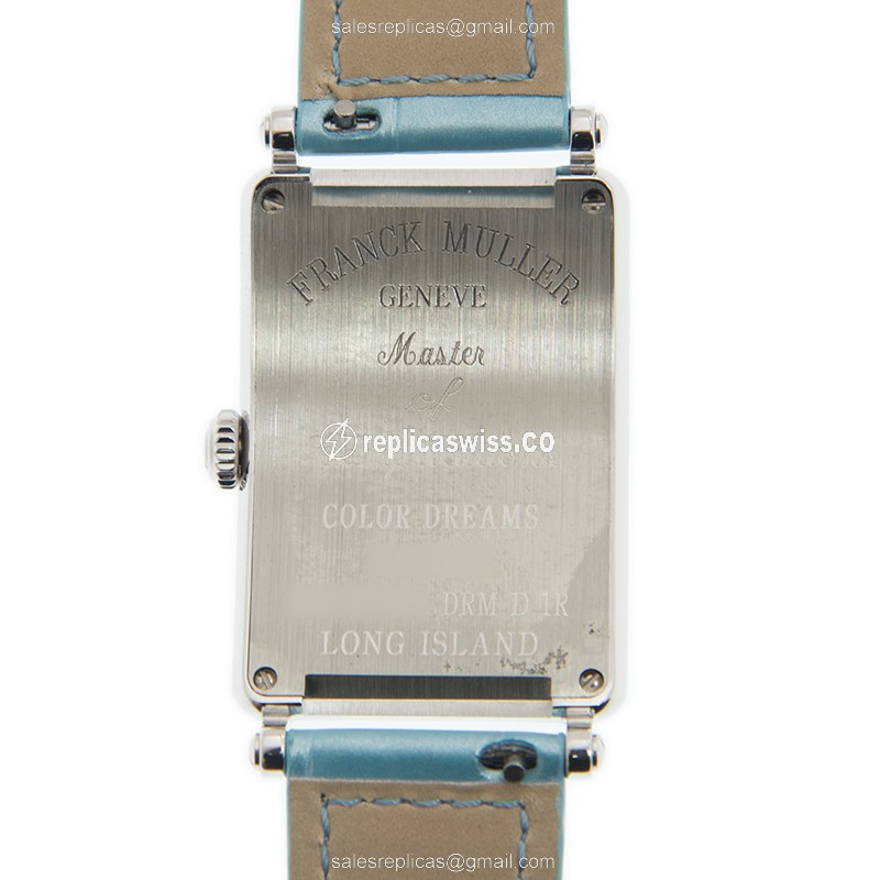 Franck Muller 952 QZ COL DRM D 1R AC Replica - Quartz - Diamond Case - White Dial, Blue Alligator Strap - View 3