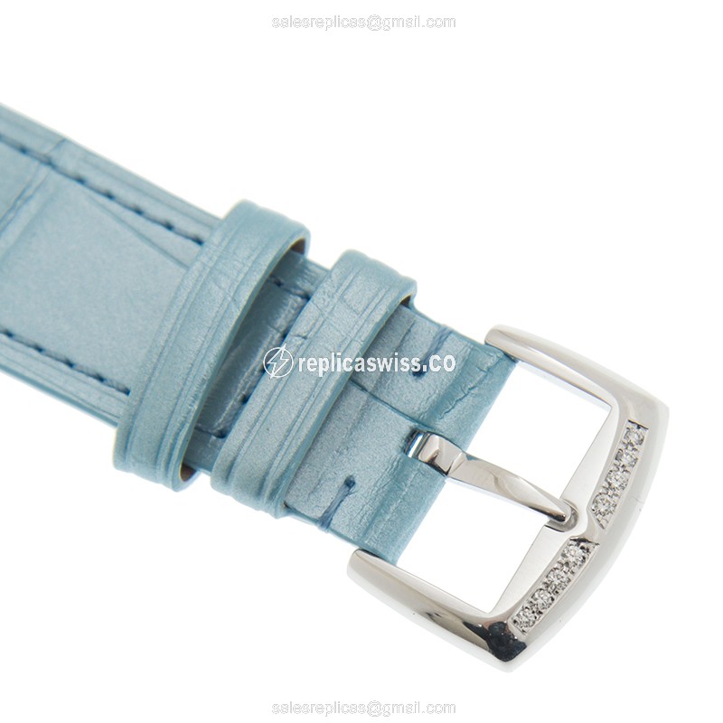 Franck Muller 952 QZ COL DRM D 1R AC Replica - Quartz - Diamond Case - White Dial, Blue Alligator Strap - View 4
