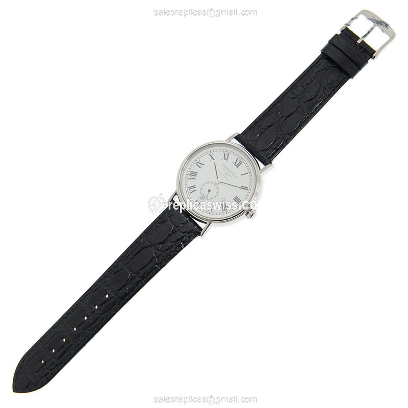 Longines Presence Replica - Automatic - Stainless Steel - White Dial, Leather Strap - View 2
