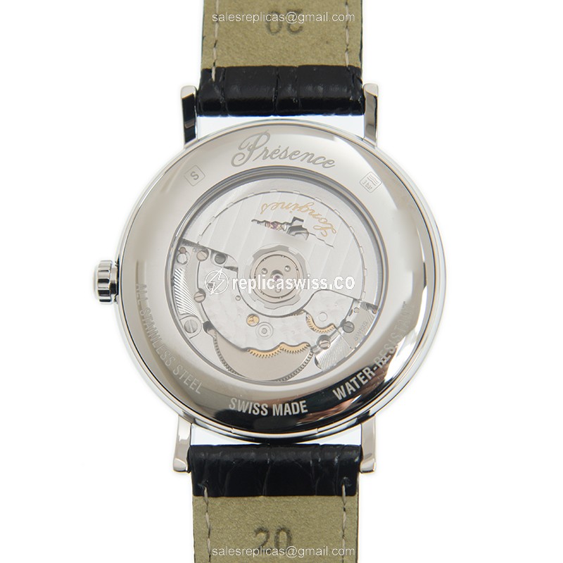 Longines Presence Replica - Automatic - Stainless Steel - White Dial, Leather Strap - View 3