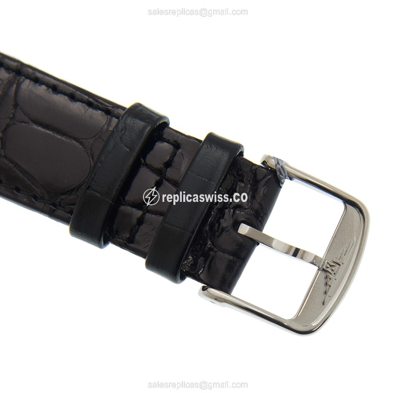 Longines Elegant Replica - Automatic - Stainless Steel - White Dial - Leather Strap - Black Buckle - View 4