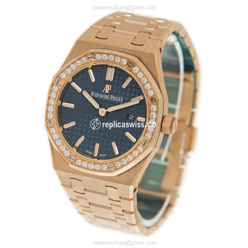 Rolex Replica - AP 67651OR - Quartz - 18kt Rose Gold Case - Diamond Dial - Gold Band - View 3