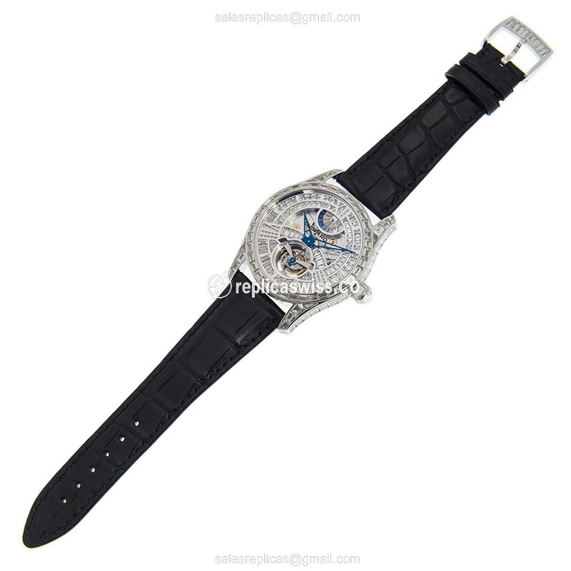 Chopard L.U.C 171921-1001 Manual Wind - 18kt White Gold - Diamond Dial - Silver - Buckle Clasp - Black Alligator Strap - View 2