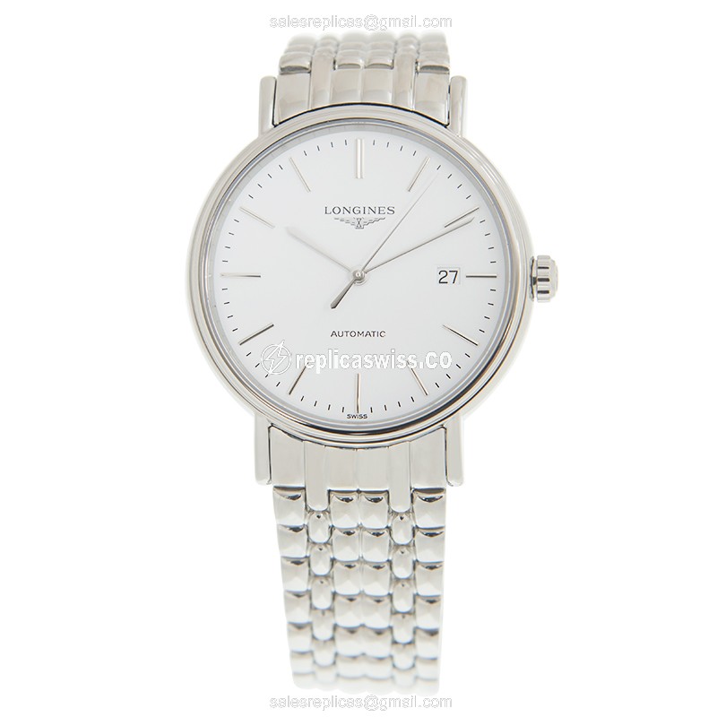 Longines Presence Replica - Automatic - Stainless Steel - White Dial - Silver Clasp - View 2