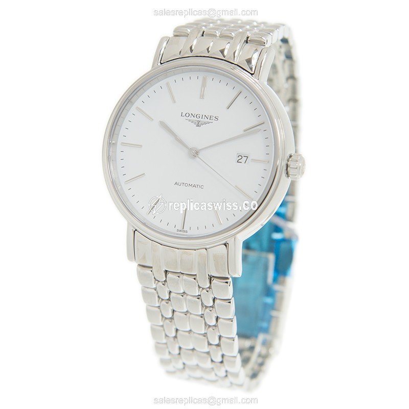 Longines Presence Replica - Automatic - Stainless Steel - White Dial - Silver Clasp - View 3